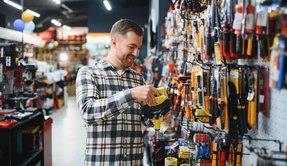 Person in a hardware store