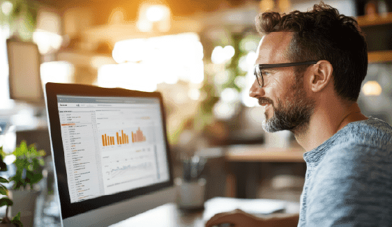 Image of a dashboard or marketer reviewing real-time analytics.