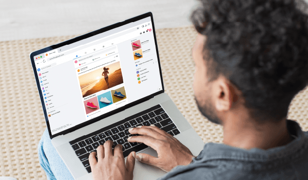 A person looking at social ads on their laptop